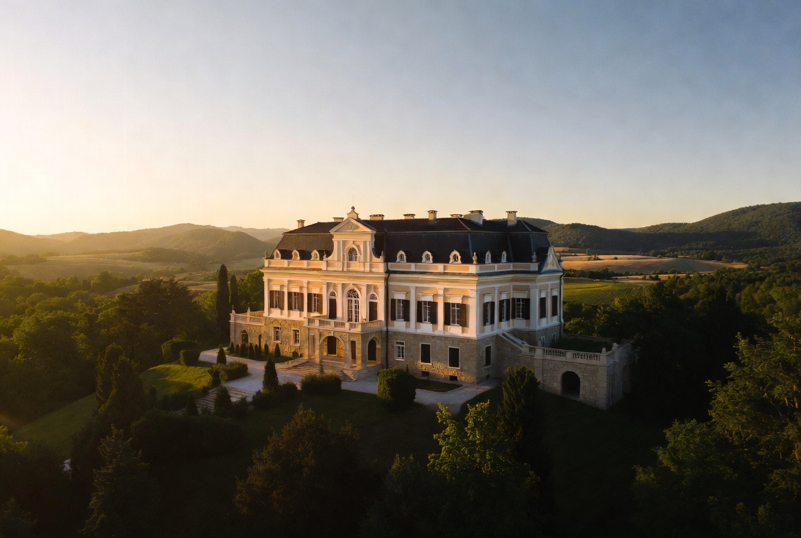 Restaurált magyar kúria angolparkkal